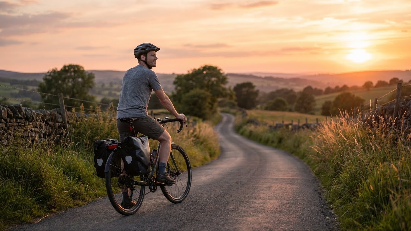 Group of diverse cyclists laughing together during a group ride break